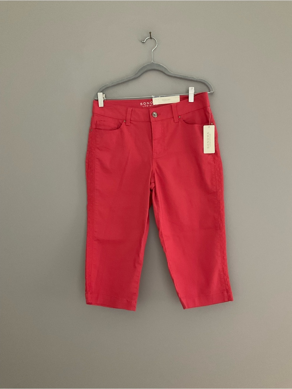 SONOMA, NWT, Orange, Embroidered, Cropped Jeans